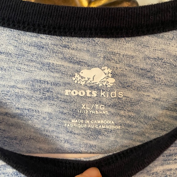 Roots Kids Youth XL Extra Large Short Sleeve T Shirt Gray Blue Women's XS - Picture 3 of 4